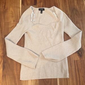 Jessica Simpson Beige Ribbed Knit Top